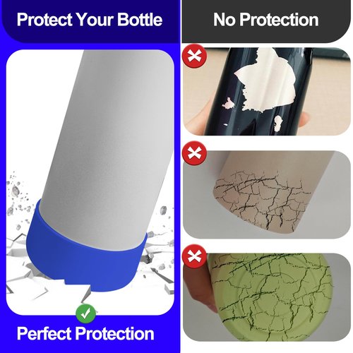 Silicone Boot for Stanley AeroLight Transit Bottle 16/20 oz, Bottom Protector Boot Compatible with Stanley IceFlow Fast Flow Bottle 16oz and more Tumblers with 2.72-2.9 inch Bottom, Set of 2, Blue