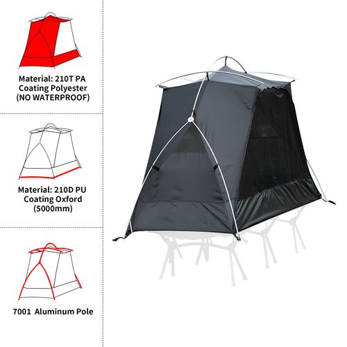 TENPLAY 1 Person Lightweight Camping Cot Tent with Carry Bag, Well-Ventilated Tents with Mesh Windows, Easy Setup, Infinity Expansion Inner Tent for Camping Traveling Hiking Backpacking Backyard