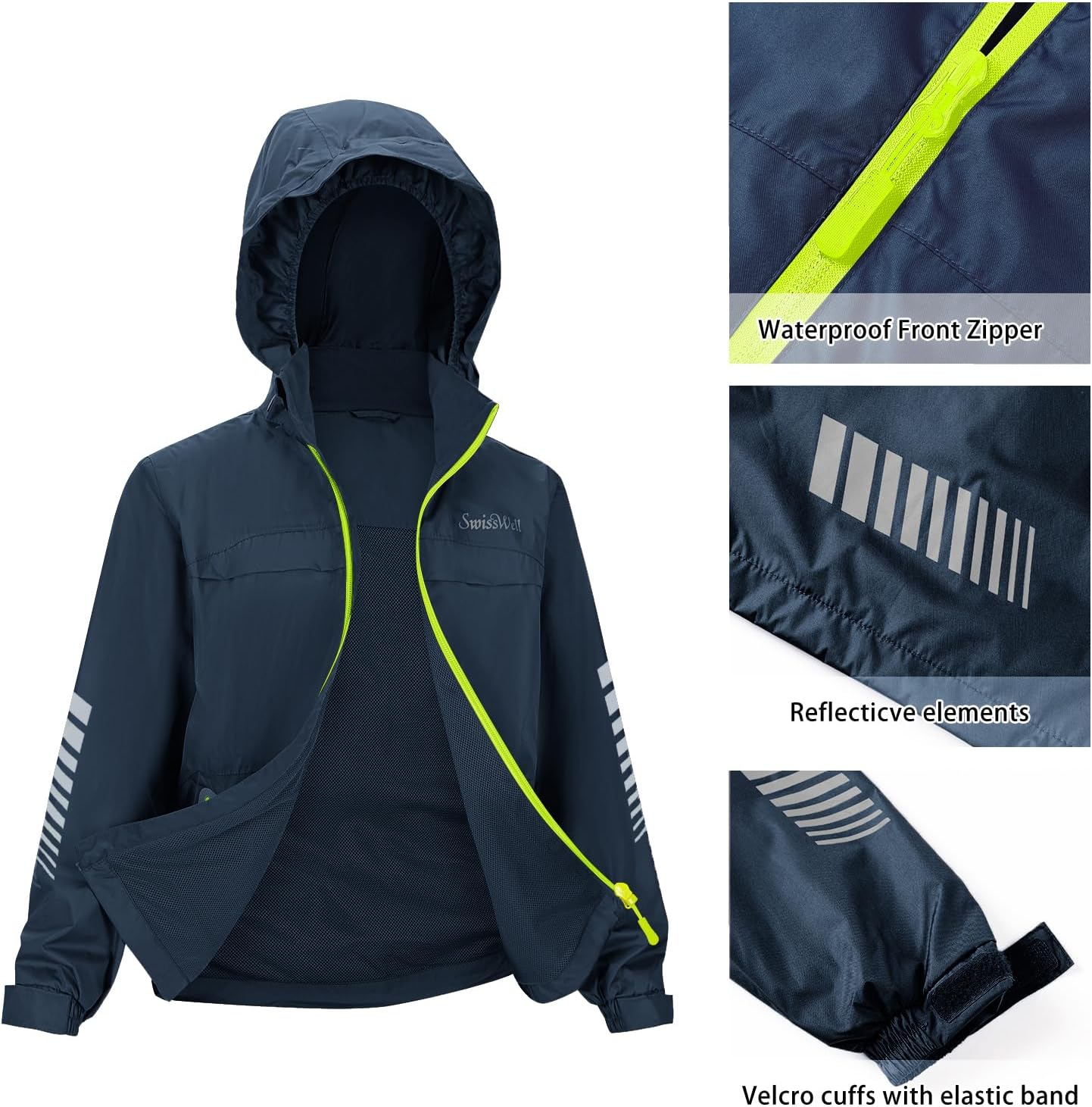 SWISSWELL Kids Rain Gear Boys Girls Youth Waterproof Rain Suit Breathable Reflective Raincoat and Pants