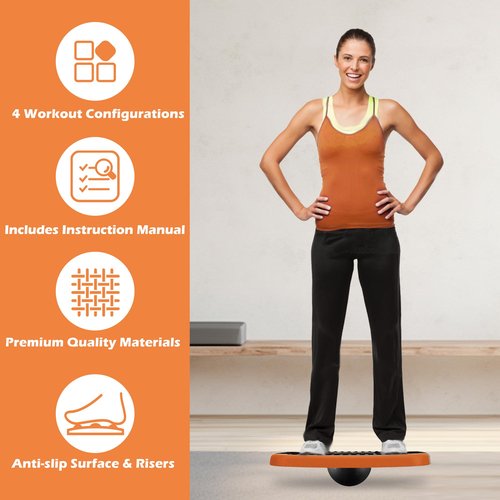 ZUETK 4-In-1 Aerobic Balance Board and Step Up Exercise Platform - Adjustable Multifunctional Balance Board Slant Board, Steppers for Exercise - Home Workout Non Slip Stepper Platform Orange