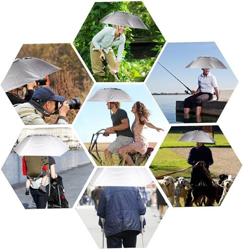 Luwint 36'' Diameter Elastic Fishing Gardening Folding Umbrella Hat Headwear