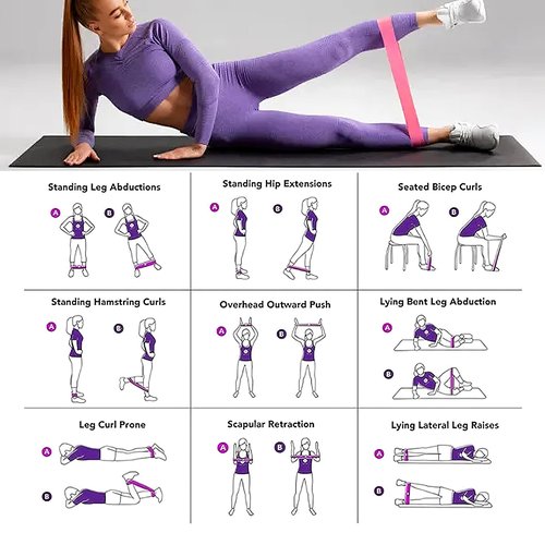 Resistance Bands Set, Resistance Loop Exercise Bands with Instruction Guide and Carry Bag, Versatile Latex Exercise Bands for Home and Gym Workouts, Set of 5