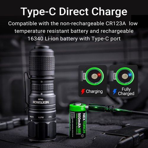 NEXTORCH TA20 Set Tactical Flashlight High Lumens, 1000 Lumens Powerful Emergency Rechargeable Compact Flashlight with 3 Modes & Strobe & Ceramic Glass Breaker, Tactical Rings included for Outdoor Use