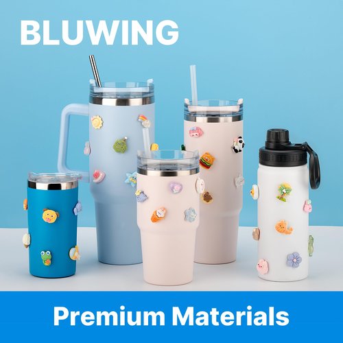 Bluwing 20 Pcs 3D Stickers for Stanley Cups, Water Bottles and Tumblers, Stickers for Girls and Adults,Waterproof Stickers for Hydroflask, YETI(Style 1