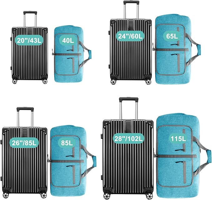Dimayar 65L Travel Duffle Bag for Men Women - Foldable Duffel Bag with Shoes Compartment - Overnight Bags Waterproof & Tear Resistant(Mint Green)
