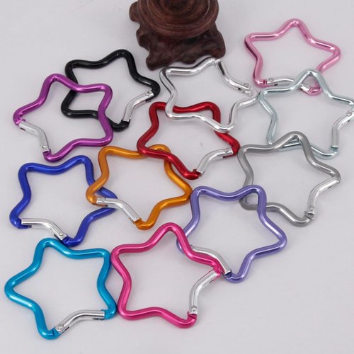 2Pcs Locking Carabiner Aluminum Alloy Carabiner Hook Keychain Hook Clips Locking Carabiner Hiking Clips with Spring Snap Lock Five Pointed Star Carabiner, Camping Tent Accessories