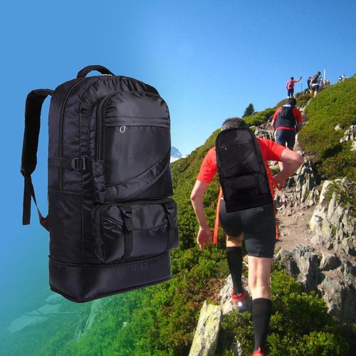 Toguma 65L Hiking Backpack Large Tactical Backpack for Woman Man Lightweight Travel Backpack Laptop Backpack for Climbing Camping Sport Outdoor (Black)