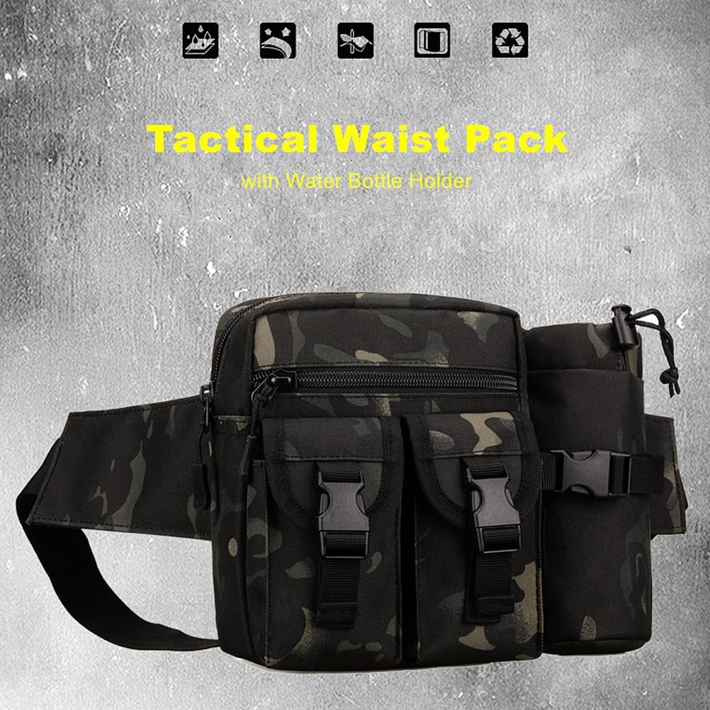 UNISTRENGH Tactical Fanny Packs Pouch With Water Bottle Pocket Holder Waterproof Molle Waist Pack Hip Belt Bag (Desert Camo)