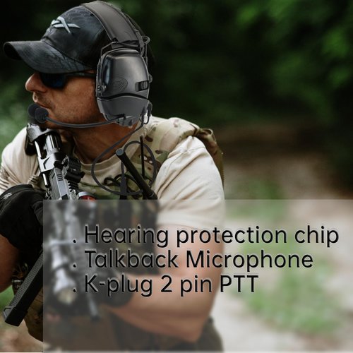 COMBATGEAR Hearing Protection Ear Defender Tactical Headset+Gel Earpads Noise Reduction NRR 23dB for Hunting Range Mowing (Style 1, Black)