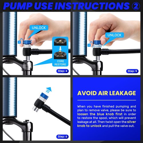 Gylbuz High Pressure Shock Pump: Bike Shock Air Pump with Gauge 400 PSI for Front Fork and Rear Suspension for Mountain Road Bicycle Fits Schrader Valve