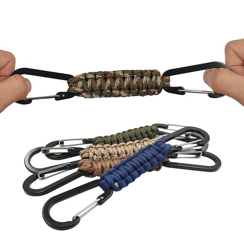 SENHAI 5 Pcs Braided Paracord Carabiner Keychains, Double Head Carabiner Keychains Outdoor Carabiner Hook Cord Clip for Hanging Keys or Water Bottle Keys Backpack Camping Hiking Fishing Fit Men Women