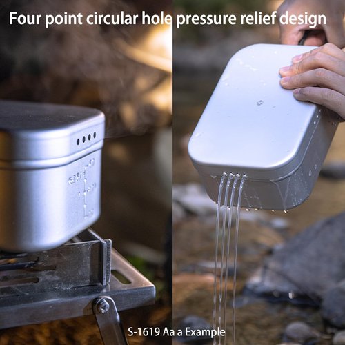 Campingmoon Camping Mess Tin Pressure Relief Aluminum Dinner Box Camping Bowls Cooking Pot with Foldable Handle(1.3L) for Camping & Cooking(Gray)