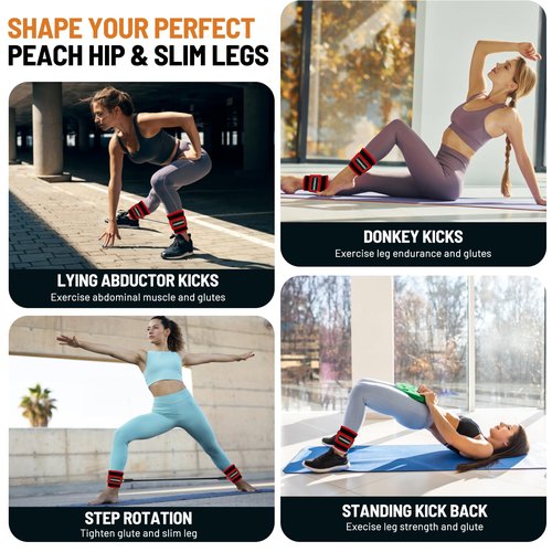 ZONRIBIN Ankle Resistance Bands with Cuffs,Ankle Strap for Cable Machines and Resistance Bands, Glute Workouts - Kickbacks, Leg Extensions, Hip Abductors (Red, Ankle Strap)
