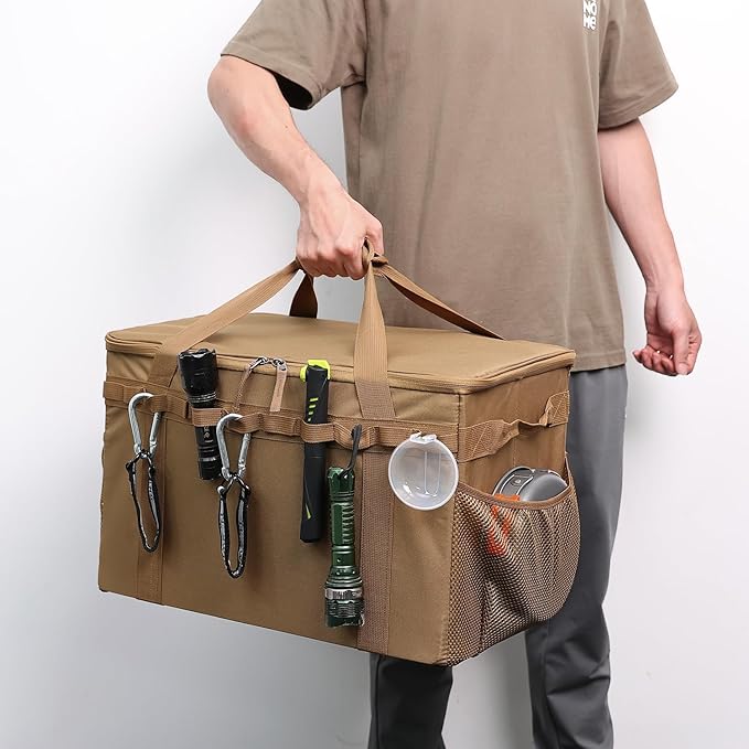 Tactical Camping Storage Bag - 46L Utility Tote Bag Trunk Organizer (Black)