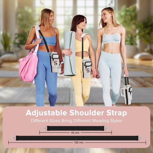 heweiautobsr 40 oz Initial Stanley Cup Holder with Adjustable Shoulder & Handheld Strap and Phone Pocket, Insulated Neoprene, White