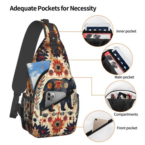 Native American Indian Sling Backpack Chest Bag Crossbody Shoulder Bag Gym Cycling Travel Hiking Daypack For Men Women