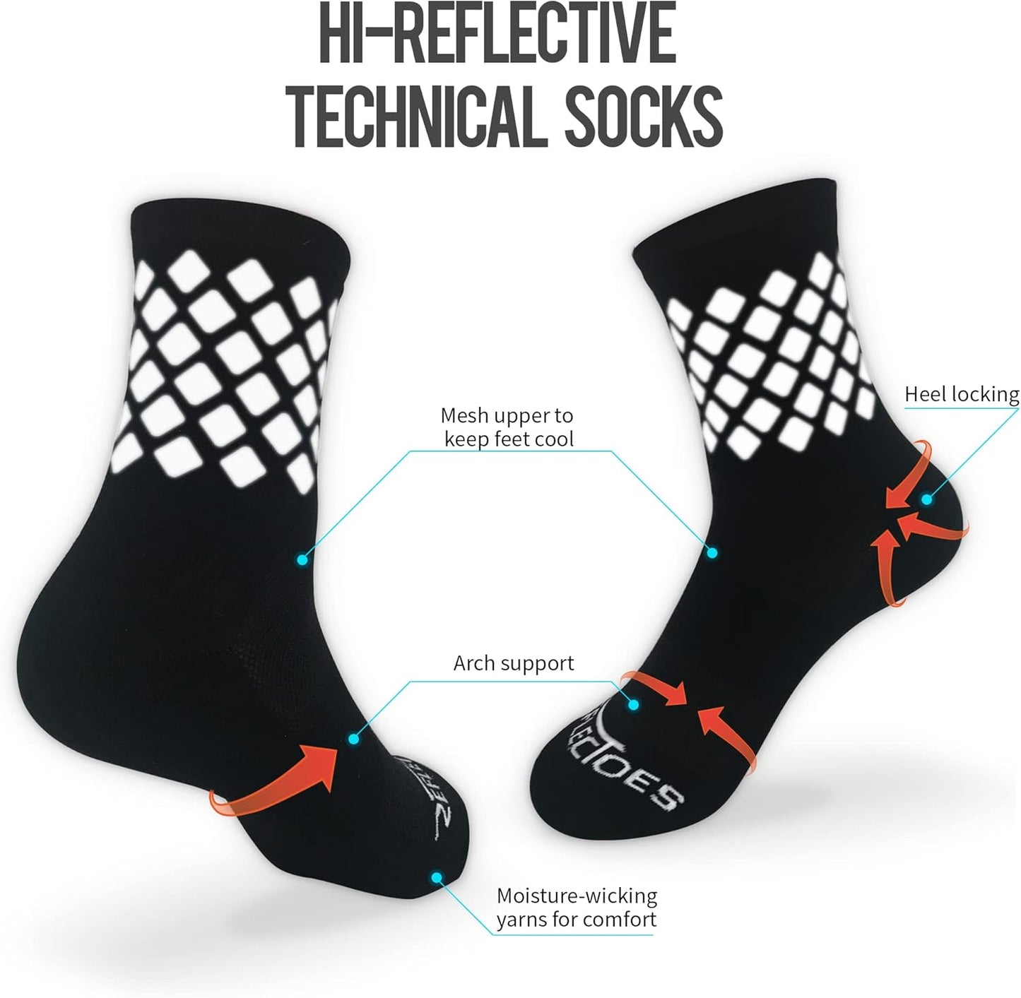Reflective Socks - High Visibility Sports Socks Cushioned, Biomotion Safety Gear for Outdoor Athletes