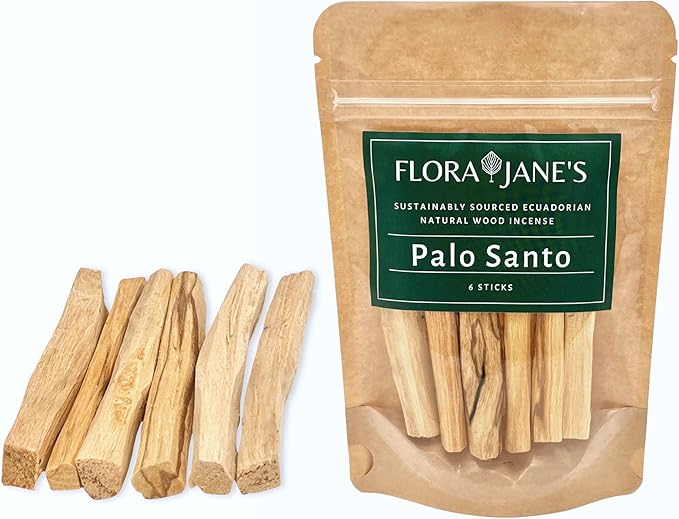 Palo Santo Sticks - High Resin Smudging 6-Pack, Sustainably Harvested from Ecuador, 100% Natural, Resealable Pouch