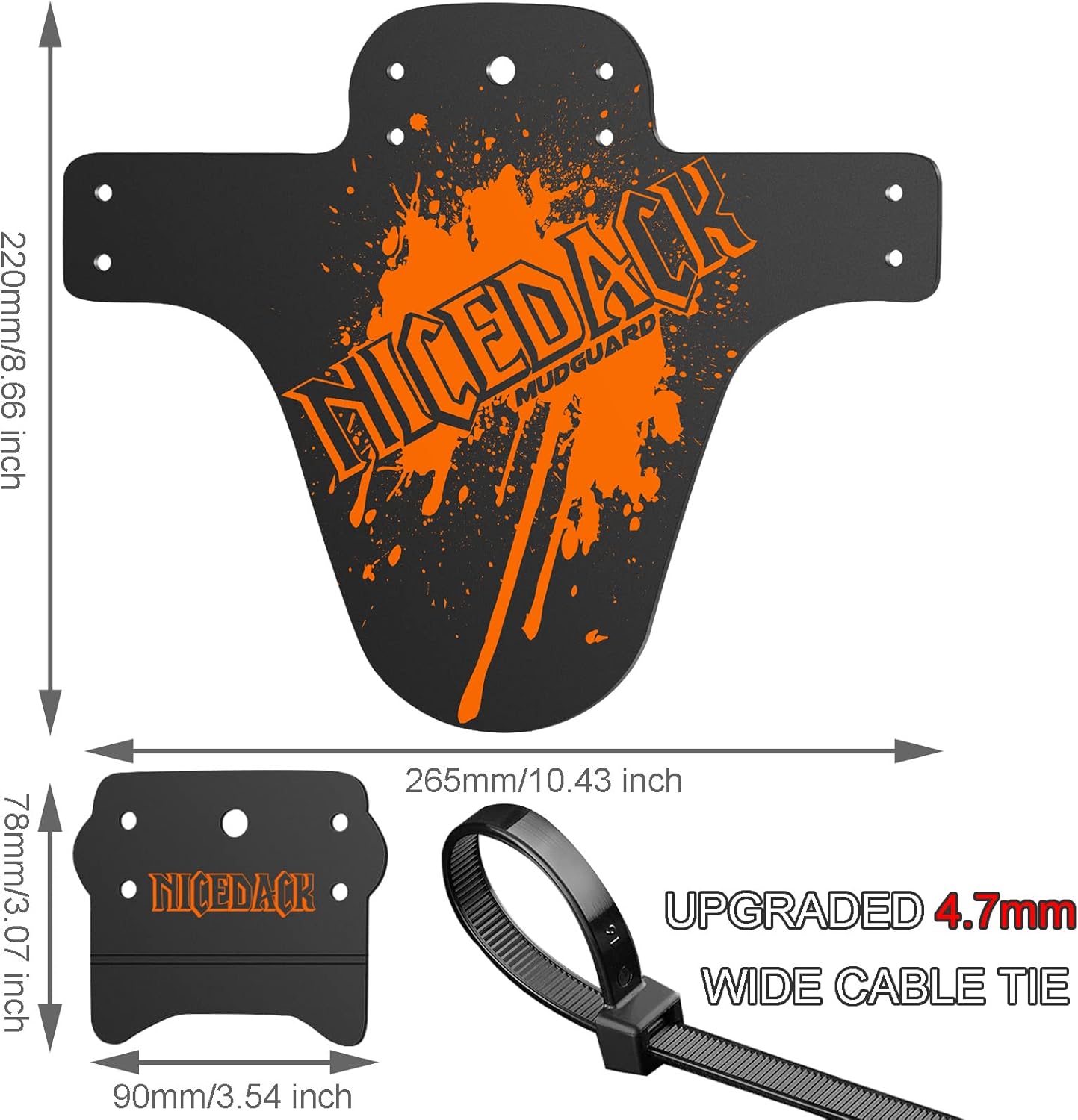 NICEDACK Bike Fender, Adjustable MTB Mud Guard, Front and Rear Compatible Mudguards, Fits 650B 20" 26" 27.5" 29 inch Fat Tire Bikes and All Disc Brake Bicycles