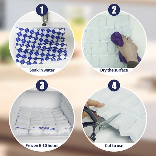 Shipping Cold Packs Dry Ice Packs for Shipping Frozen Food - Freezer Packs for Coolers - Keep Food Fresh and Beverage Cold - Long Lasting Ice Packs - 24 Cells Each, 6 Sheets