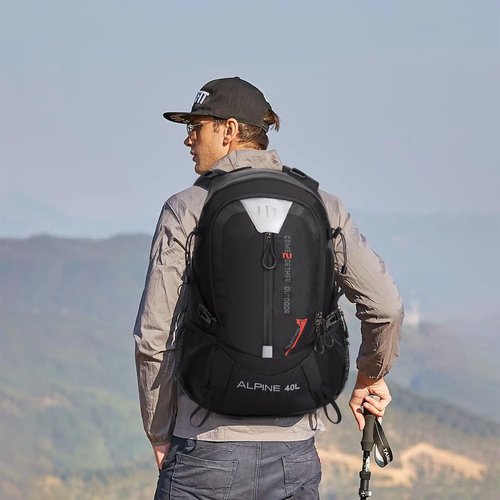 MIAZIB Hiking Backpack Camping 40L Outdoor Daypack Lightweight Travel Backpack with Rain Cover for Women Men (Black)