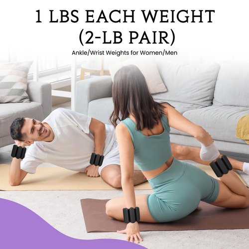 Wrist Weights, Adjustable Ankle Weights for Women (Set of 2,1lb Each), 2lbs Weighted Bands for Walking, Yoga, Cardio, Pilates