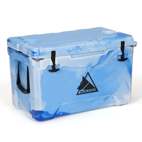 MADOG 50qt Portable Beach Cooler, LLDPE Hard Cooler, Leak-Proof Coolers with 5-7 Days Ice Retention, for Fishing, Camping, Boating and Traveling, Blue Camouflage