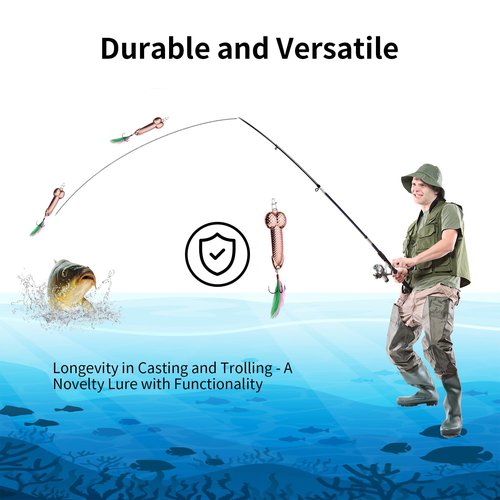UAIAGM Gag Fishing Lures Set Metal Luminous Sequin Spoons Funny Top Water Bass Fishing Lures Fishermen Gear Spinner Baits Freshwater Saltwater Equipment Fishing Hook for Fishing Lover Men