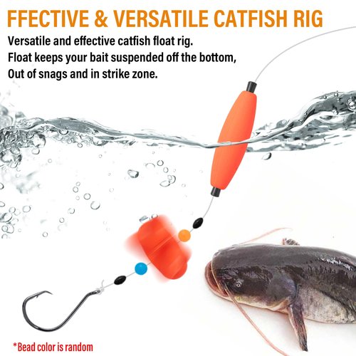 6PCS kaleodam Catfish Rigs Catfish Float Rigs Catfishing Tackle Santee Rig Circle Hooks for Peg Floats Catfish (Type B)