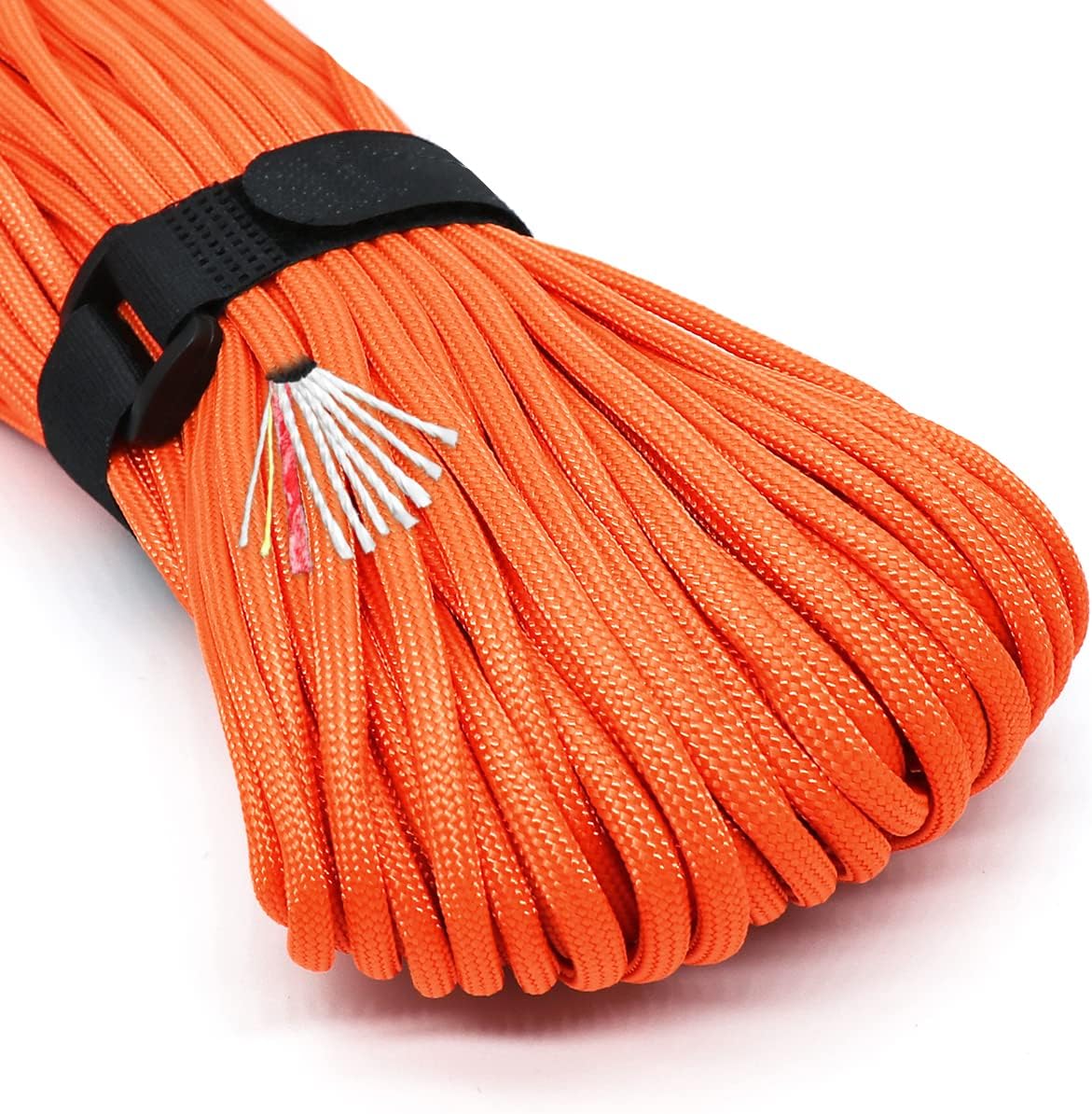 PSKOOK Survival Paracord Parachute Fire Cord Survival Ropes Red Tinder Cord PE Fishing Line Cotton Thread 7 Strands Outdoor 20, 25, 100 Feet