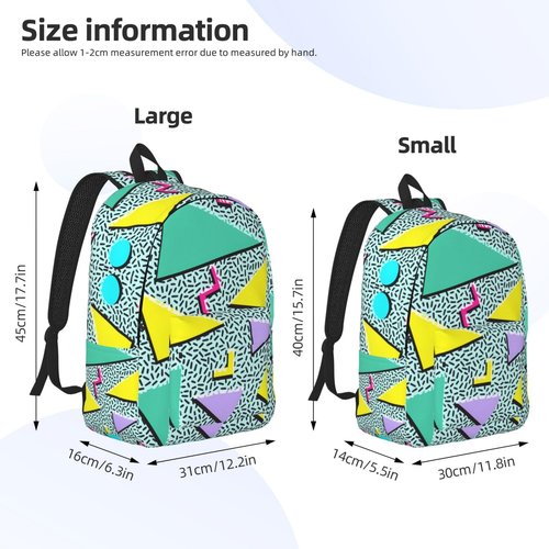 GVGOAGL Retro 80s 90s 80'S 90'S Fashion Backpack for Girls Boys Women Lightweight Canvas Bookbag Casual Daypack for Travel Outdoor Camping, 15 Inches