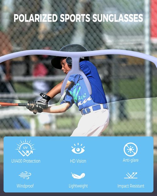 FIMOSON Kids Sunglasses Youth Baseball Sunglasses Polarized Sports Cycling Shades for Boys Girls UV400 Protection