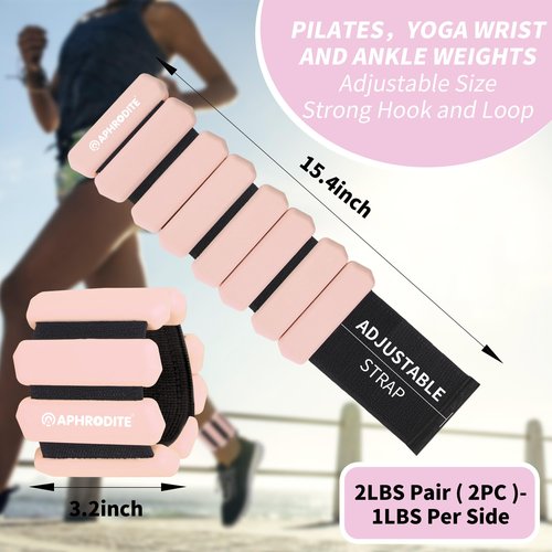 Ankle Weights for Women Men,Adjustable Wrist Arm Leg Weights Set for Home Gym Workout,Pilate,Yoga,Running,Walking, Pool Exercise,Barre,Weighted Bracelet,Set of 2 (1lb Each) (Flesh Pink)