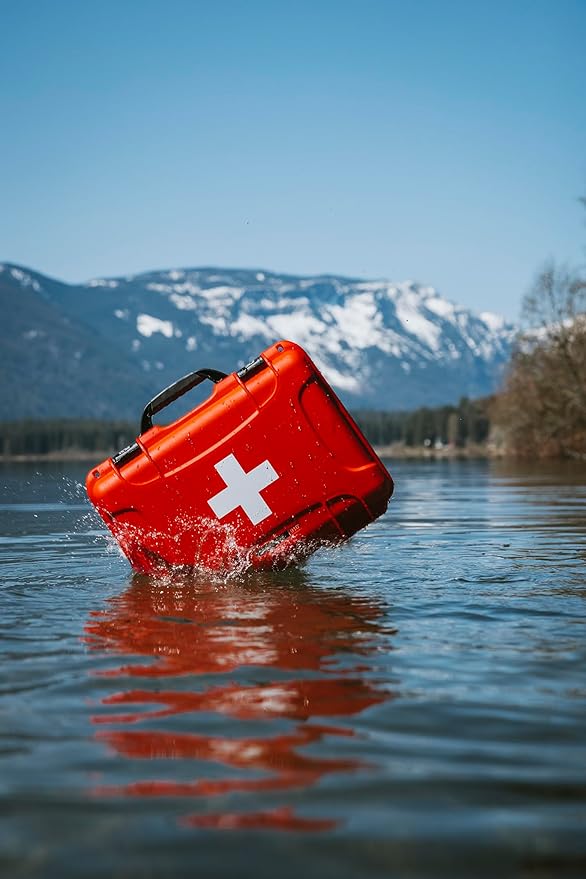 NANUK 903 Waterproof First Aid Box Empty – Durable, Medical First Aid Organizer Case, IP67-Rated, Dustproof, Impact-Resistant, and Floats (7.4" x 4.9" x 3.1") – Red