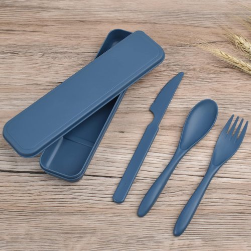 LAGAHS Picnic Cutlery, Reusable Plastic Table Cutlery, Lunch Box, for Travel Picnic Camping Work School or Daily Use (Blue)