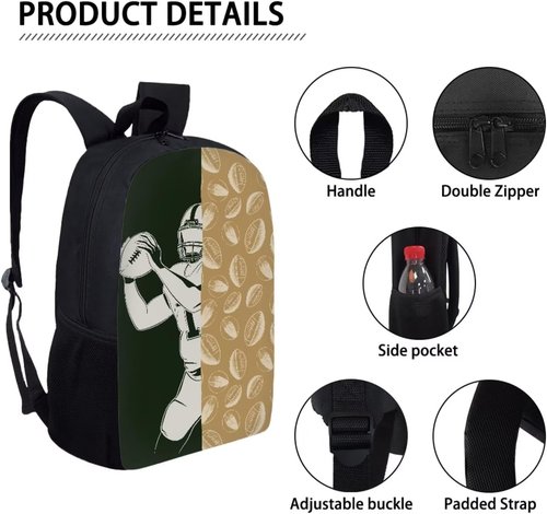 Coloranimal Boys Girls Backpack Knapsack Soccer Printed Travel Hunting Daypack