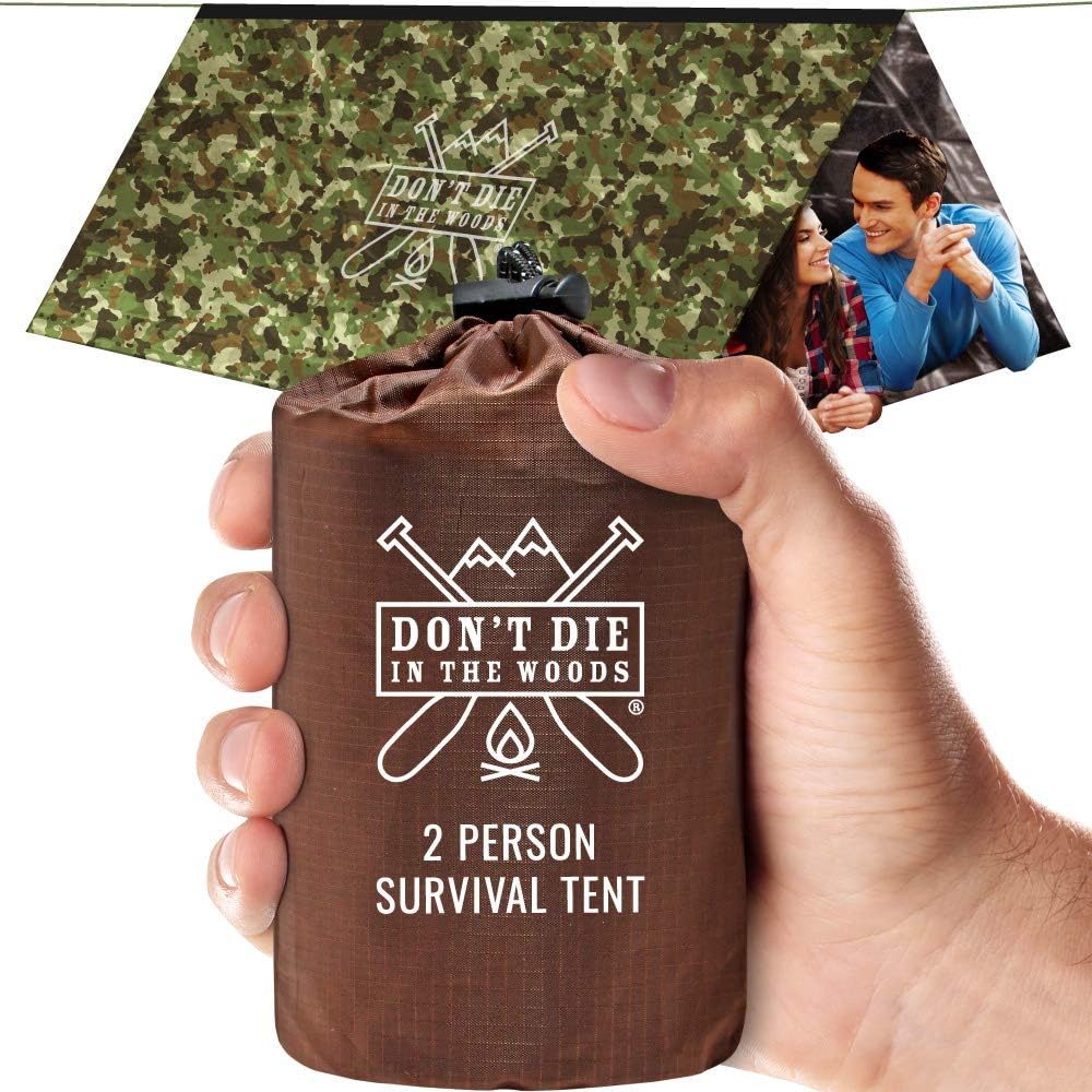 World's Toughest Ultralight Survival Tent • 2 Person Mylar Emergency Shelter Tube Tent + Paracord • Year-Round All Weather Protection for Hiking, Camping, & Outdoor Survival Kits