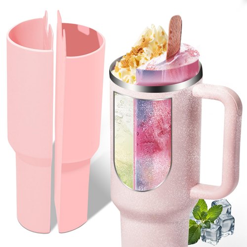 Stanley Cup Divider Inner Tray Enjoy Two Drinks in 1 Cup, Silicone Separator Liner Compatible with Stanley Cup 40 oz, Reusable Liner for Party, Leisure, Outdoor, Office (Pink)