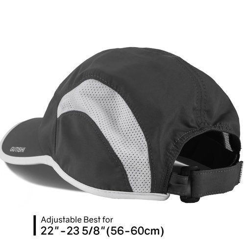 GUTISHI Quick Dry Running Hat Adjustable Cooling Baseball Hat Breathable Sport Cap Reflective UPF 50+ Run Hats for Womens Men (Sports-Black)