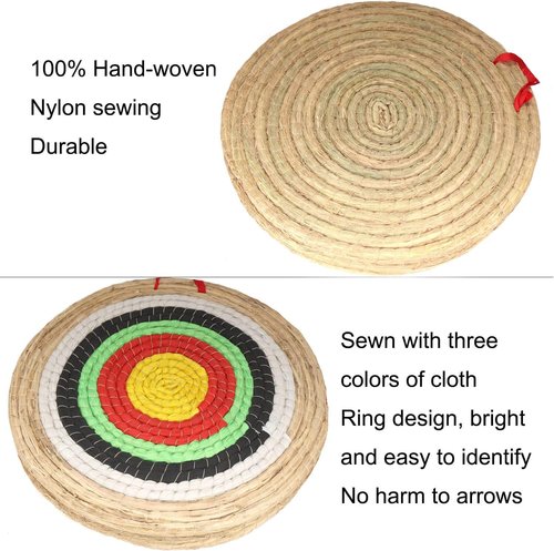 Dostyle Archery Targets Traditional Solid Straw Round Archery Target Shooting Bow Coloured Rope Target Face Three Layer for Shooting Practice