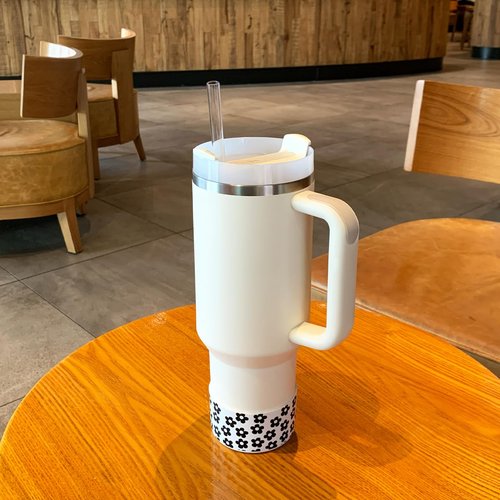 Set of 2 Silicone Boot for Stanley 40 oz Tumbler, Bottom Protector for Stanley Cup 40 oz, Bottom Boot Compatible with Stanley Cup 40oz/30oz/20oz, Silicone Boot for Bottles & Tumblers (Little flower)