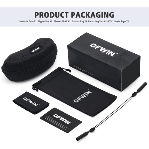 Ofwin Polarized Sports Sunglasses for Men Women Wrap Around Half Frame Cycling Fishing Bike Running Sun Glasses UV Protection Matte Black Frame/Gray Lens