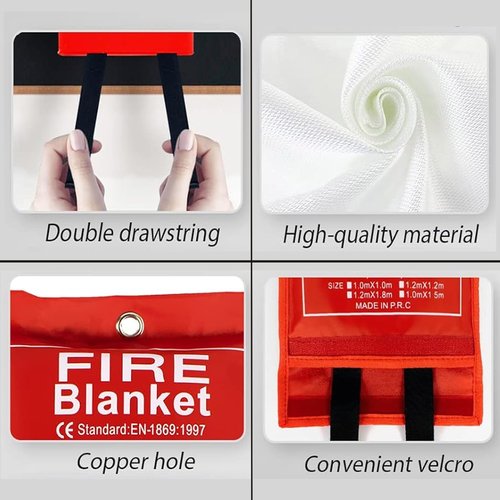 Emergency Fire Blanket, 40 x 40 inches, Fiberglass Material, 2-Pack, for Kitchen Home Safety