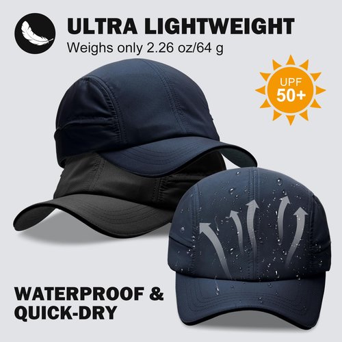 KDVOG Men's Breathable Run Hat Oversize XXL Quick Dry Sport Cap Reflective Safety Snapback Hat Adjustable Lightweight Baseball Hat Navy Blue