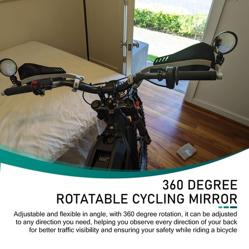 waswale 2 PCS Bicycle Rearview Mirror, 2.95" Diameter Plastic Frame HD Glass Cycling Convex Mirror, 360 Degree Rotatable Non-destructive Mounting Accessories, for Bicycles Scooters (Black)