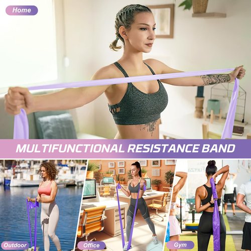 Resistance Bands Set, 5 Pcs Exercise Bands Elastic Stretch Bands for Fitness Yoga Pilates Stretching Strength Training, Workout Bands for Home Gym
