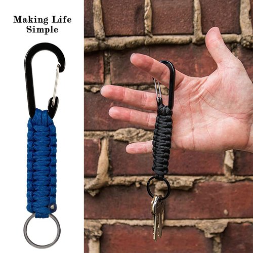 Snmzlc 4 Pcs keychain with carabiner Lanyard Hanger with Chain Chain Hooks Heavy Duty Hook Holder for Water Bottle Outdoor, hiking, barbecue, backpacking US231