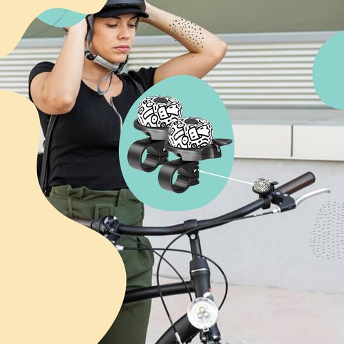 Bike Bell, 2 Pack Classic Bicycle Bell for Kids, Loud Crisp Clear Sound Bicycle Bell for Adults Kids, Road Bike, Electric Bike, Cruiser Bike, Mountain Bike Bell Accessories - Graffiti