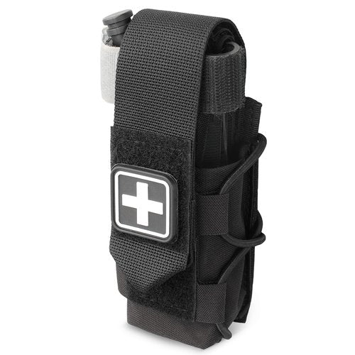 WYNEX MOLLE Tourniquet Holder, IFAK TQ Holder Tactical Medical TQ Pouch Holster First Aid Kit, Cross Patch/Bungee Cord