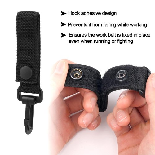 NQEUEPN 4pcs Belt Keepers for Duty Belt, Police Nylon Belt Keepers with Belt Hook Double Snaps Duty Belt Loop Keepers Belt Key Clip Holder for Hanging Key Enforcement Accessories(Black)